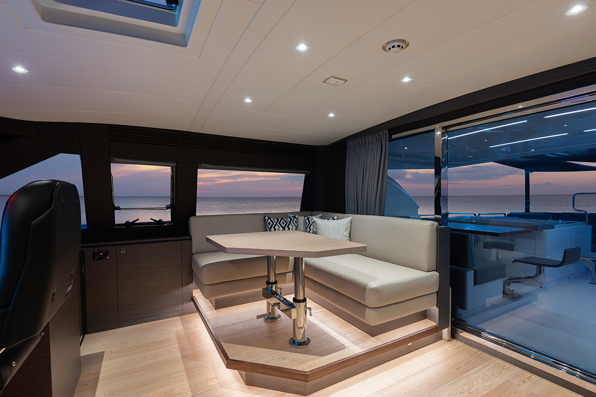 Starboard-side dinette with hi/low table. 