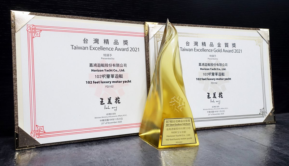 HORIZON YACHTS WINS FIFTH TAIWAN EXCELLENCE GOLD AWARD